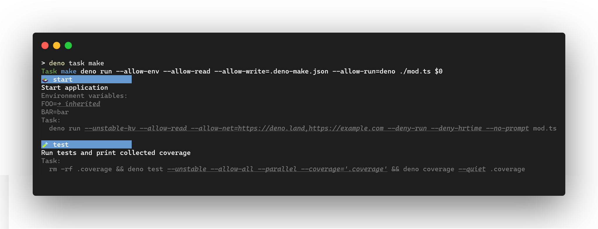 List available tasks